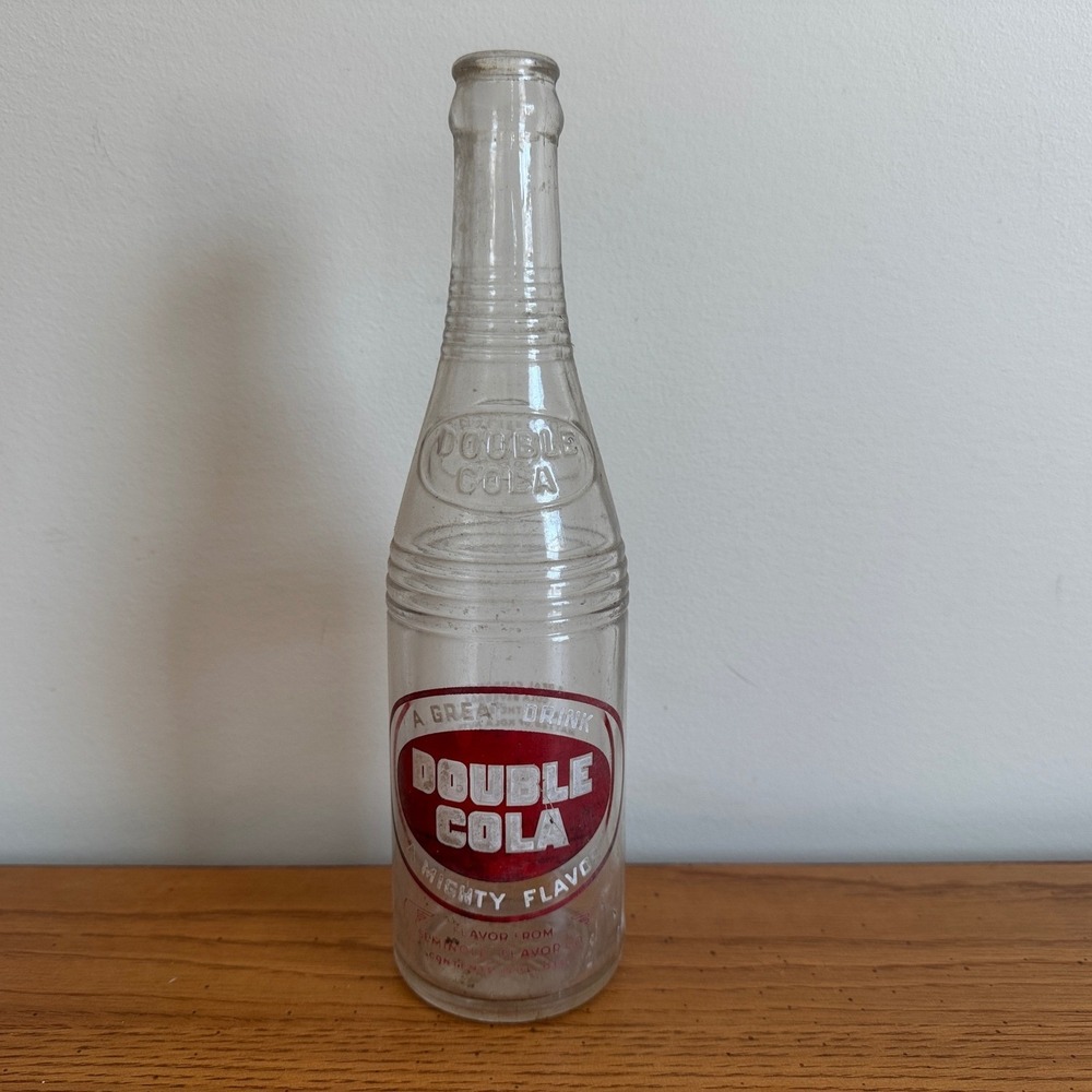 Vintage Double Cola Soda Bottle Mighty Flavor Carbondale Illinois Glass 12oz‎